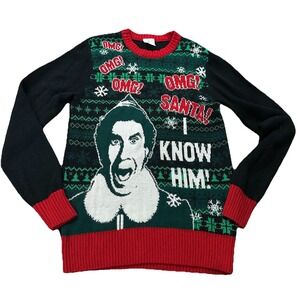 Buddy The Elf Ugly Christmas Holiday Sweater "Santa! I know him!" Size M (38-40)